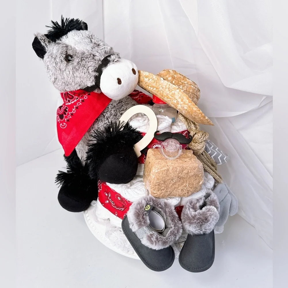Horse Cowboy Diaper Cake, Farm Theme